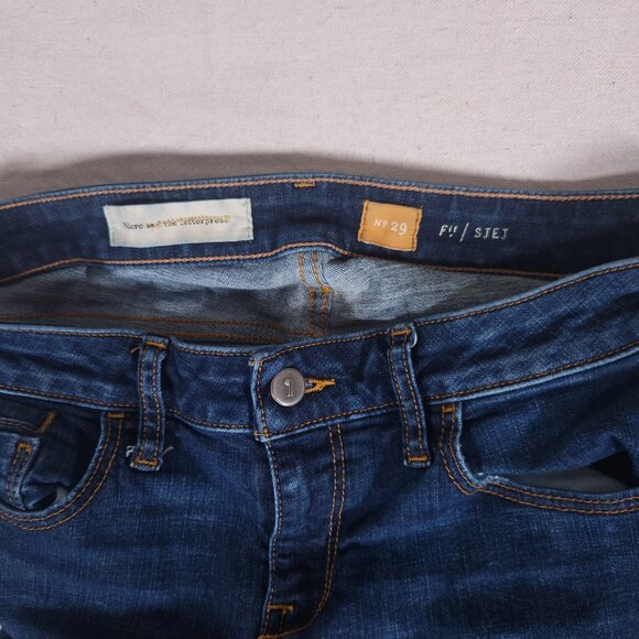 Pilcro and the Letterpress Stet Slim Leg Blue Jeans Womens Size 29 FLAWS - Picture 13 of 16